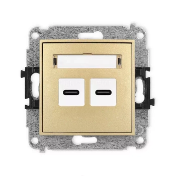 Mechanizm ładowarki USB podwójnej 2xUSB C, 20W max. Karlik seria MINI 29MCUSB-7 kolor złoty