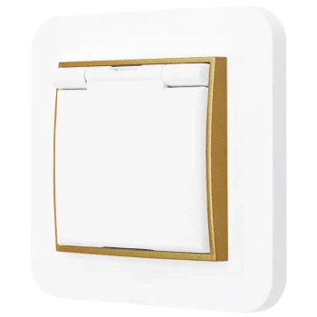 Gniazdo hermetyczne z ramką zaokrąglona seria MINI kolor biały złoty