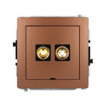 Mechanizm gniazda głośnikowego pojedynczego, bez pola opisowego typu banan - czerwony i czarny, pozłacany, 4 mm2, skręcany Karlik seria DECO 9DGGBO-4 kolor brązowy metalik