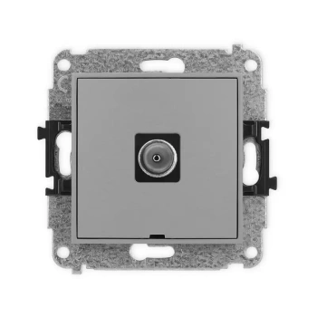 Mechanizm gniazda antenowego pojedynczego TV, bez pola opisowego Karlik seria MINI 27MGTVBO-1 kolor szary mat