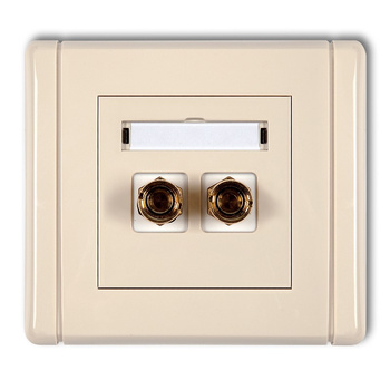 Gniazdo głośnikowe pojedyncze typu banan - czerwony i czarny, pozłacane, 4 mm2, skręcane Karlik seria FLEXI 1FGG-4 kolor beżowy