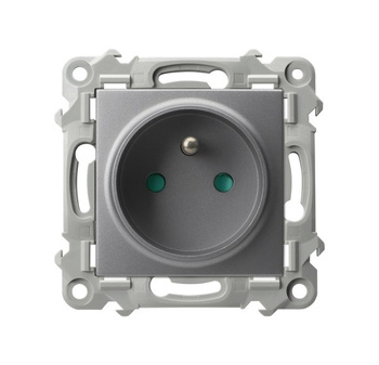 Gniazdo pojedyncze z uziemieniem z przesłonami torów prądowych seria SZAFIR kolor Szary mat symbol GP-1ZZP/m/70