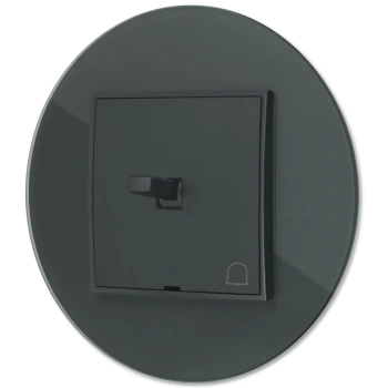 Włącznik dzwonkowy w stylu USA ramka okrągła efekt szkła seria ICON kolor grafitowy mat