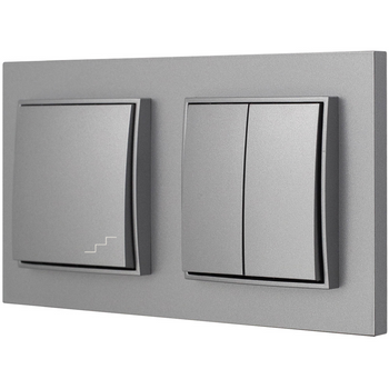 Włącznik światła podwójny i schodowy kolor srebrny