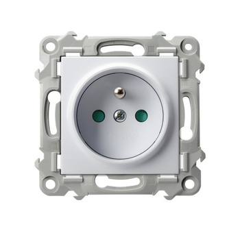 Gniazdo pojedyncze z uziemieniem z przesłonami torów prądowych seria SZAFIR kolor Biały symbol GP-1ZZP/m/00