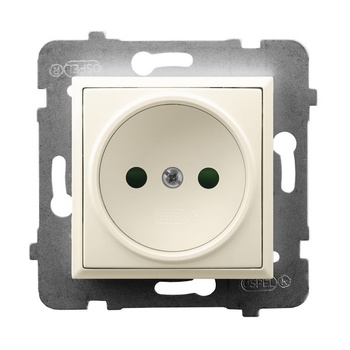 Gniazdo pojedyncze z przesłonami torów prądowych seria ARIA kolor Ecru symbol GP-1UP/m/27