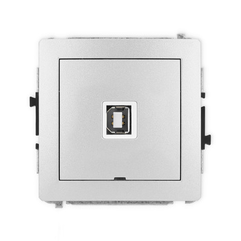 Mechanizm gniazda pojedynczego USB A-B 2.0, bez pola opisowego Karlik seria DECO 7DGUSBBO-3 kolor srebrny metalik