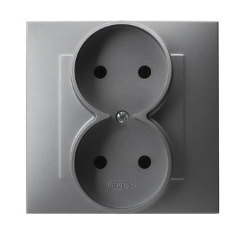 Gniazdo podwójne kompletne z ramką seria SZAFIR kolor Szary mat symbol GP-2Z/70