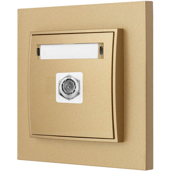 Gniazdo antenowe 1x z ramką karlik mini kolor złoty