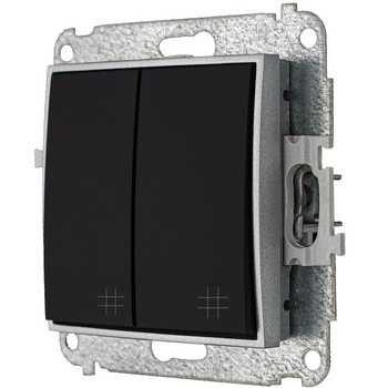 Włącznik podwójny krzyżowy bez ramki kolor czarny mat/srebrny