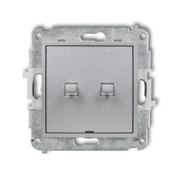 Mechanizm łącznika podwójnego schodowego w stylu amerykańskim bez piktogramów Karlik seria ICON 7IWPUS-33.1 kolor srebrny metalik