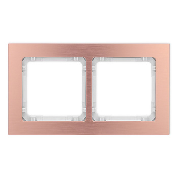 Ramka uniwersalna podwójna - aluminium szczotkowane ramka: kolor miedziany; spód: biały Karlik seria DECO 9-0-DRA-2 kolor miedziany