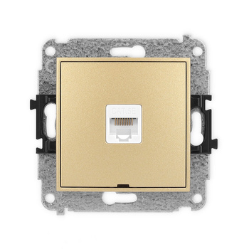 Mechanizm gniazda komputerowego pojedynczego 1xRJ45, kat. 5e, 8-stykowy, bez pola opisowego Karlik seria ICON 29IGKBO-1 kolor złoty