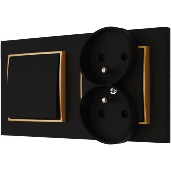 Włącznik i gniazdko  bezpieczne dla dzieci kolor czarny mat/złoty 13