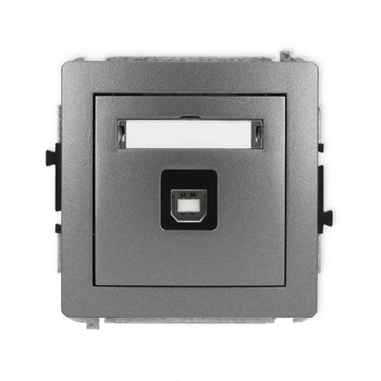 Mechanizm gniazda pojedynczego USB A-B 2.0 Karlik seria DECO 11DGUSB-3 kolor grafitowy