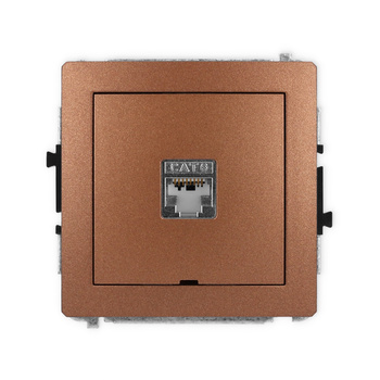 Mechanizm gniazda komputerowego pojedynczego 1xRJ45, kat. 6, ekranowany, 8-stykowy, bez pola opisowego Karlik seria DECO 9DGKBO-5 kolor brązowy metalik