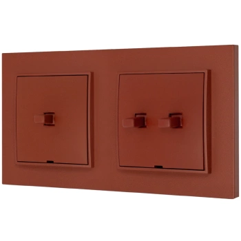 Włącznik pojedynczy i podwójny w stylu USA ramka kwadratowa seria Mini kolor terakota