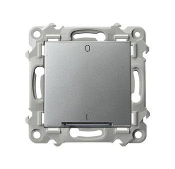 Łącznik dwubiegunowy z podświetleniem niebieskim seria SZAFIR kolor Srebro symbol ŁP-11ZS/m/18