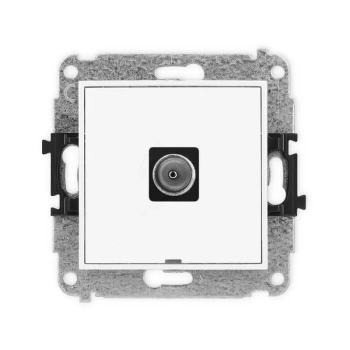 Mechanizm gniazda antenowego pojedynczego TV, bez pola opisowego Karlik seria MINI 25MGTVBO-1 kolor biały mat