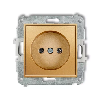 Mechanizm gniazda pojedynczego bez uziemienia 2P bez przesłon torów prądowych Karlik seria ICON 29IGP-1 kolor złoty