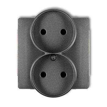 Mechanizm gniazda podwójnego do ramki DECO Soft bez uziemienia 2x2P z przesłonami torów Karlik seria DECO 11DGPRSO-2p kolor grafitowy