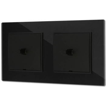 Dwa włączniki pojedyncze w stylu USA ramka kwadratowa efekt szkła seria ICON kolor czarny