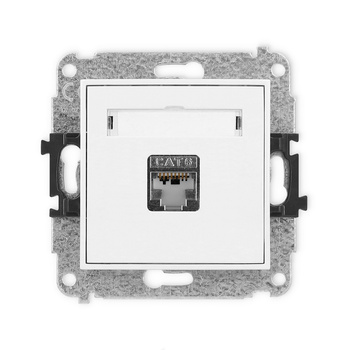 Mechanizm gniazda komputerowego pojedynczego 1xRJ45, kat. 6, ekranowany, 8-stykowy Karlik seria ICON 25IGK-5 kolor biały mat