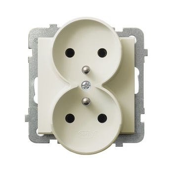 Gniazdo podwójne z uziemieniem moduł bez ramki seria SONATA kolor Ecru symbol GP-2RRZ/m/27