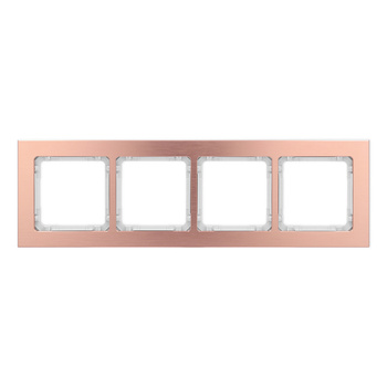 Ramka uniwersalna poczwórna - aluminium szczotkowane ramka: kolor miedziany; spód: biały Karlik seria DECO 9-0-DRA-4 kolor miedziany