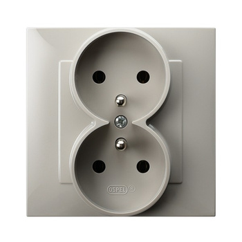 Gniazdo podwójne z uziemieniem kompletne z ramką seria SZAFIR kolor Kaszmirowy beż symbol GP-2ZZ/83