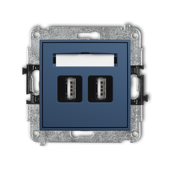 Mechanizm gniazda podwójnego 2xUSB A-A 2.0 Karlik seria MINI 64MGUSB-2 kolor navy blue