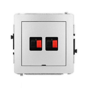 Mechanizm gniazda głośnikowego podwójnego, bez pola opisowego Karlik seria DECO 7DGGBO-2 kolor srebrny metalik