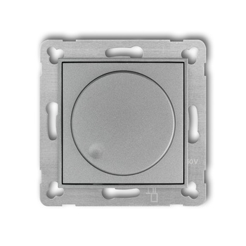 Mechanizm elektronicznego regulatora oświetlenia przyciskowo-obrotowego do współpracy z zasilaczami sterowanymi napięciem 1-10 V Karlik seria ICON 7IRO-3 kolor srebrny metalik