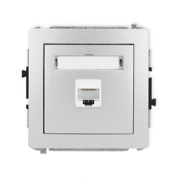 Mechanizm gniazda komputerowego pojedynczego 1xRJ45, kat. 6A, 8-stykowy Karlik seria DECO 7DGK-7 kolor srebrny metalik