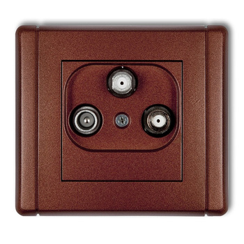 Gniazdo abonenckie 2 wyjścia SAT + TV Karlik seria FLEXI 9FGSN kolor brązowy metalik