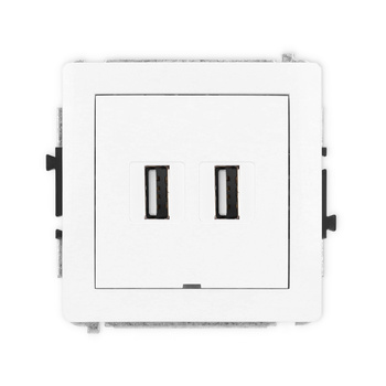Mechanizm gniazda podwójnego 2xUSB A-A 2.0, bez pola opisowego Karlik seria DECO DGUSBBO-2 kolor biały