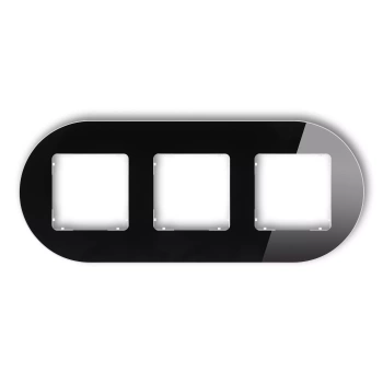 Ramka uniwersalna potrójna okrągła - efekt szkła ramka: czarna; spód: biały Karlik seria ICON 12-0-IRSO-3 kolor czarny