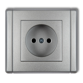Gniazdo pojedyncze bez uziemienia 2P z przesłonami torów Karlik seria FLEXI 7FGP-1p kolor srebrny metalik