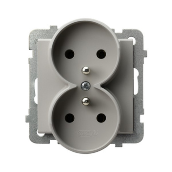 Gniazdo podwójne z uziemieniem moduł bez ramki (do ramek 4mm) seria SONATA kolor Kaszmir symbol GP-2RRAZ/m/82