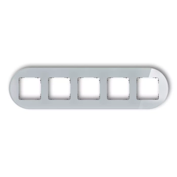 Ramka uniwersalna pięciokrotna okrągła - efekt szkła ramka: szara; spód: grafitowy mat Karlik seria ICON 15-28-IRSO-5 kolor szary