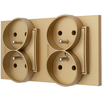 Dwa gniazda podwójne  bezpieczne dla dzieci kolor złoty 16