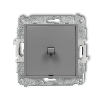 Mechanizm łącznika zwiernego, jednobiegunowego w stylu amerykańskim bez piktogramu Karlik seria ICON 27IWPUS-4.1 kolor szary mat