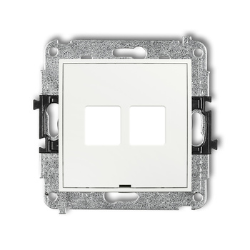 Mechanizm gniazda multimedialnego podwójnego bez modułu, bez pola opisowego standard Keystone Karlik seria ICON 25IGMBO-2P kolor biały mat