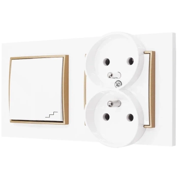 Włącznik i gniazdko bezpieczne dla dzieci kolor biały/złoty 15