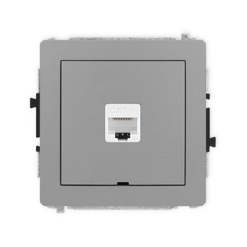 Mechanizm gniazda komputerowego pojedynczego 1xRJ45, kat. 6, 8-stykowy, bez pola opisowego Karlik seria DECO 27DGKBO-3 kolor szary mat