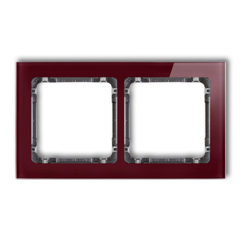 Ramka uniwersalna podwójna - efekt szkła ramka: bordowa; spód: grafitowy Karlik seria DECO 14-11-DRS-2 kolor bordowy