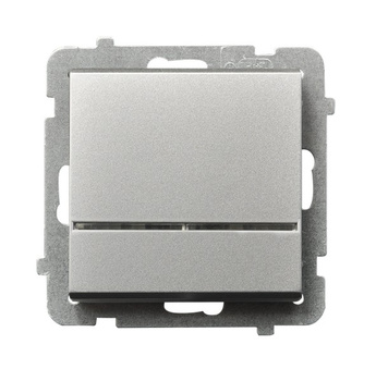 Łącznik jednobiegunowy z podświetleniem niebieskim seria SONATA kolor Srebro mat symbol ŁP-1RS/m/38