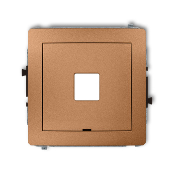 Mechanizm gniazda multimedialnego pojedynczego bez modułu, bez pola opisowego standard Keystone Karlik seria DECO 8DGMBO-1P kolor złoty metalik