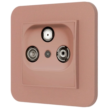 Gniazdo rtv-sat z ramką zaokrągloną seria MINI kolor łososiowy