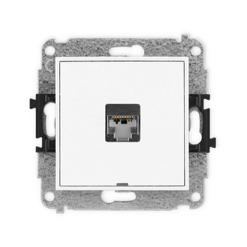 Mechanizm gniazda komputerowego pojedynczego 1xRJ45, kat. 5e, ekranowany, 8-stykowy, bez pola opisowego Karlik seria ICON IGKBO-1e kolor biały